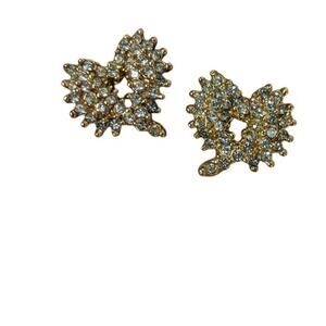 Vintage Heart shaped crystal sparkle studded pierced earrings
